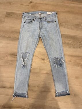 Rag & Bone Dre Capri Size 25 Light Blue Distressed Women's Capri Jeans